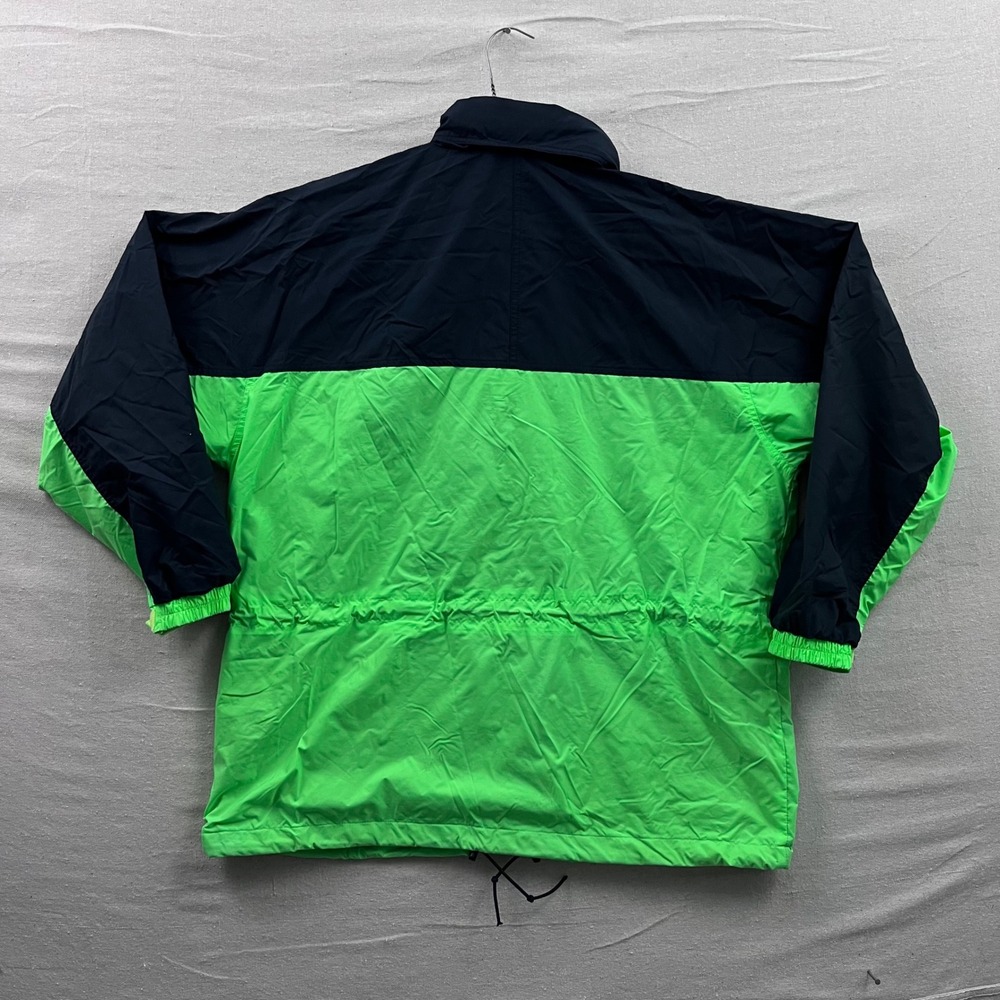 Vintage Gap Colorblock Windbreaker Jacket Black Neon Green Hooded Mens Large - Picture 4 of 7